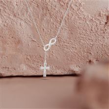 STERLING SILVER INFINITY CRUCIFIX NECKLACE